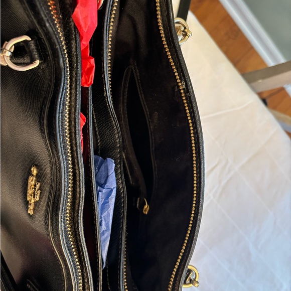 Coach Black Leather Carryall, Christie with Gold Accents - Picture 3 of 14